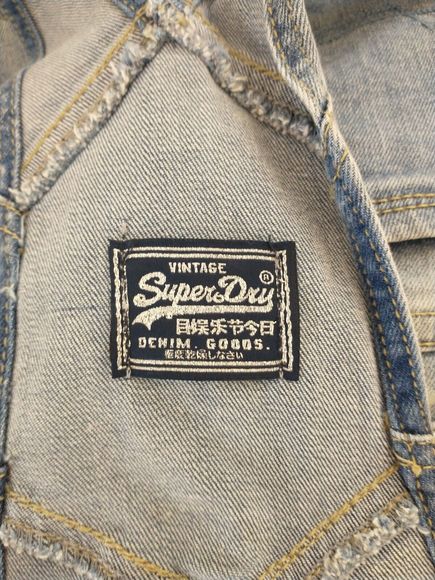 Vintage Superdry Blue Denim Pixie Dungarees Shorts Size XS - Picture 12 of 14